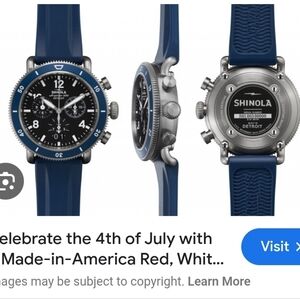 Shinola Blue and Silver Chronograph Watch